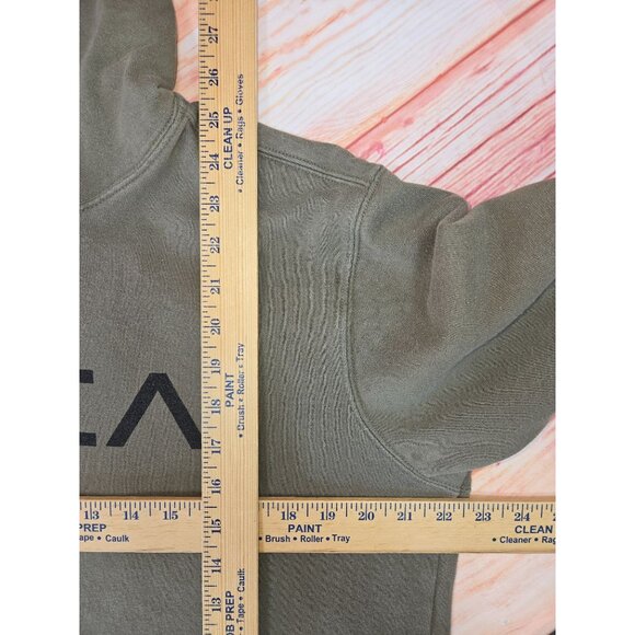 RVCA Olive Green Mens Hoodie Medium Cotton Blend Pullover With Kangaroo Pocket - Picture 8 of 8